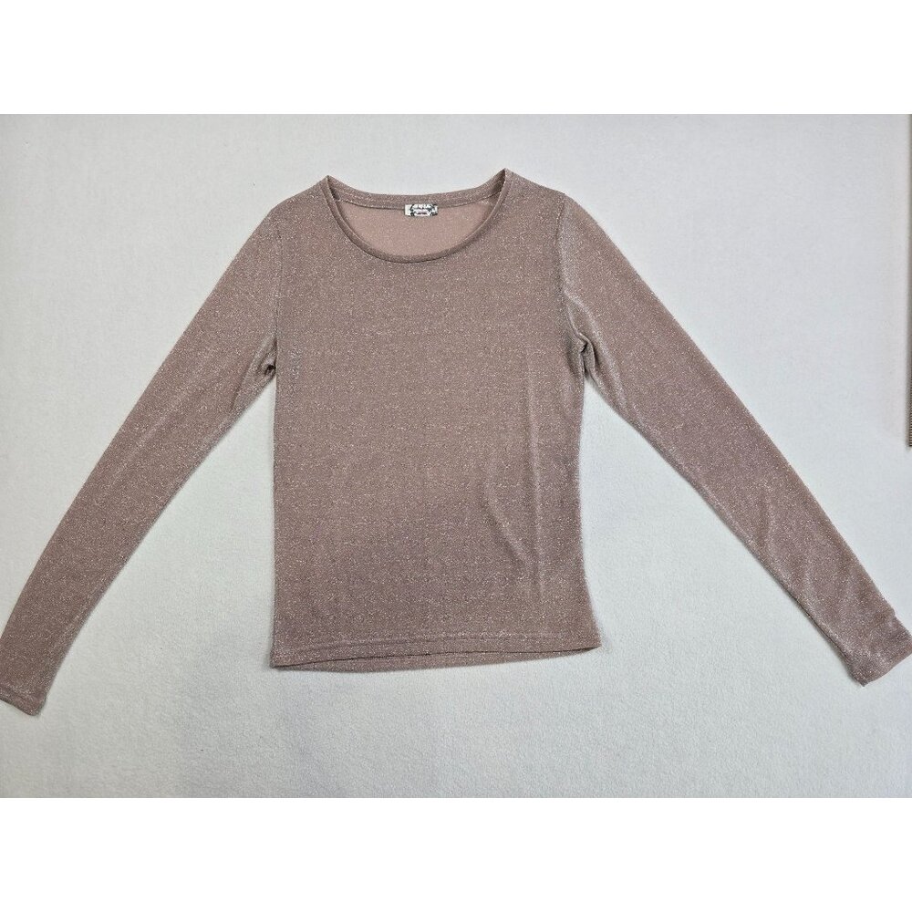 Free People Intimately Womens Shimmery Glitter Long Sleeve Top Size S Sheer